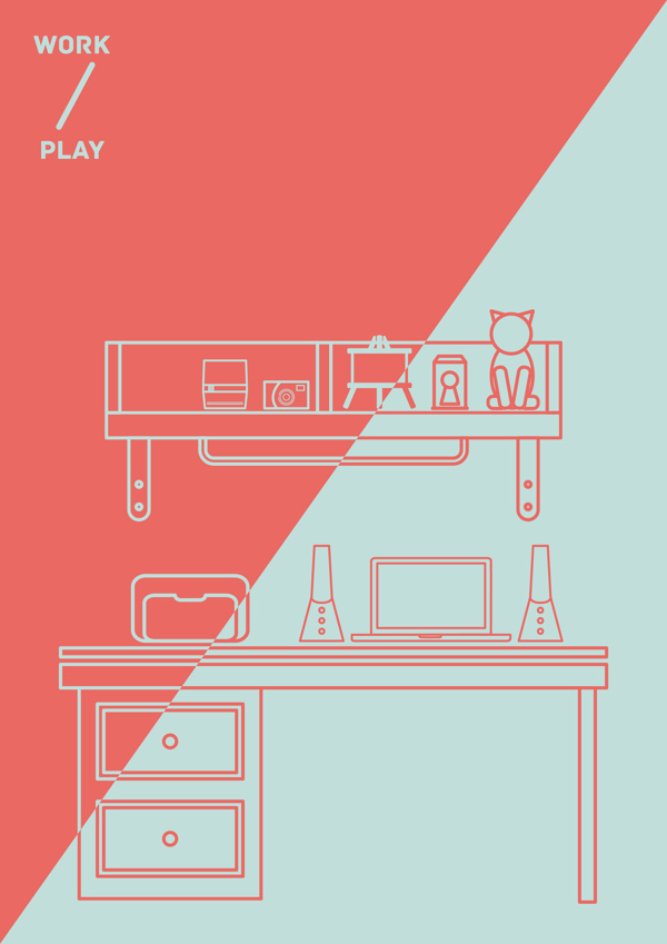 WORK // PLAY #vector #line #slash #sg #illustration #colour #play #workspace #singapore #lash #work