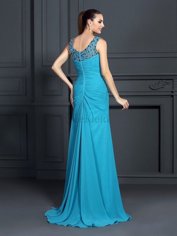 Sweep train Meerjungfrau Stil Anständiges Ballkleid mit Empire Taille aus Chiffon