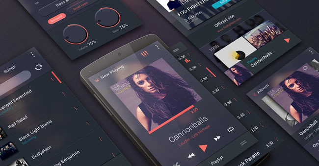 Free Android Music Player UI Kit PSD