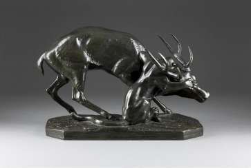 ANTOINE-LOUIS BARYE 1795 Paris - 1875 ibid Hirsch in fight with a Panther