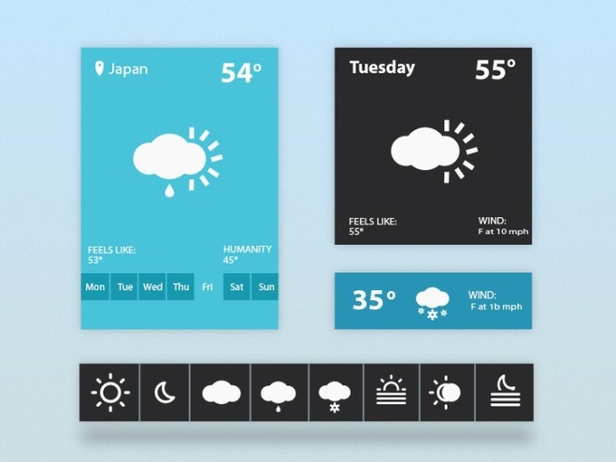 Flat Weather Widget PSD