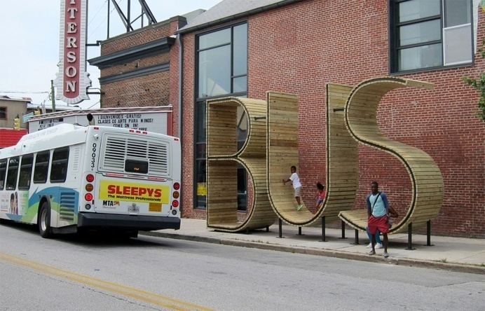 BUS STOP that form the letters BUS - JOQUZ #urban #bus #city #art #typography