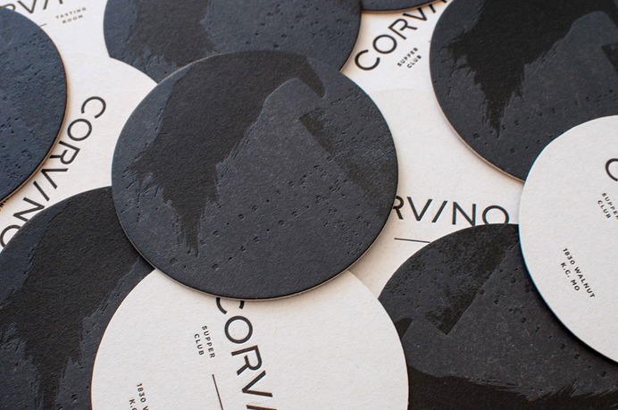 Corvino - Mindsparkle Mag The project of brand identity for Corvino was created by Design Ranch. The name Corvino, which means raven, provided the inspiration behind the color palette, textures and materials for this new restaurant. #logo #packaging #identity #branding #design #color #photography #graphic #design #gallery #blog #project #mindsparkle #mag #beautiful #portfolio #designer