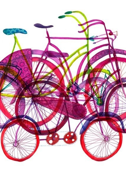 Biciclete | atelieruldeprint.ro #bicycle #illustration #color #bike