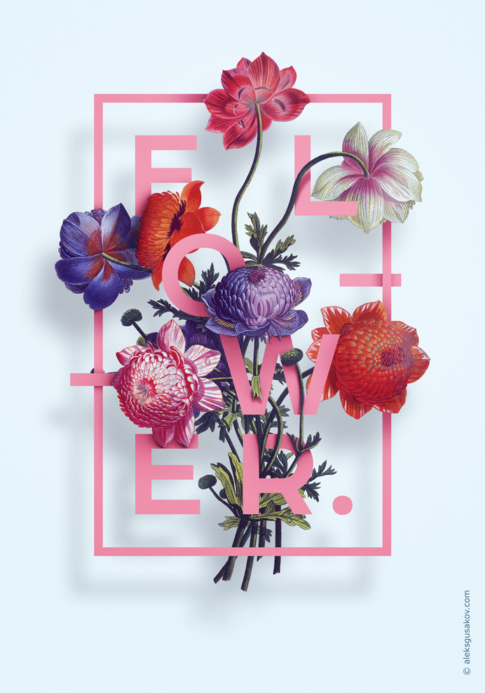 Flower. by Aleksandr Gusakov #flower #illustration #flowers #typography