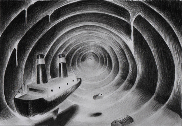 Rens Krikhaars' Holothuroidea - 8 #white #black #tunnel #illustration #boat #and #krikhaars #rens