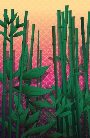 "Japanese Sunset" #Japanese #pattern #design #decor #home #pink #nature #bamboo