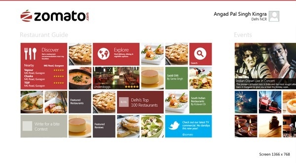 Zomato Windows 8 App on Behance #windows8