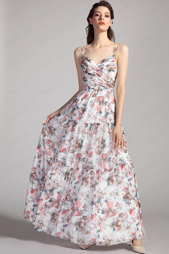 eDressit Spaghetti Straps Cross V-Cut Print Summer Party Dress (00207068)