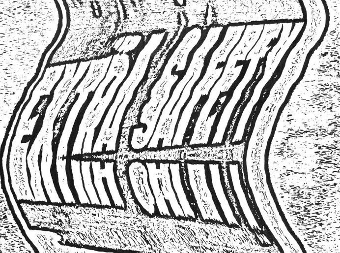 Extra Safety, by Dan Bina #art #drawing #ink #type #distortion #signage #dan bina #brooklyn #ny #new york #nyc