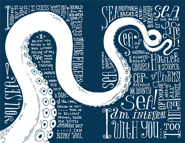 Whitman Illuminated: "Song of Myself," in Breathtaking Illustrations by Artist Allen Crawford | Brain Pickings #illustration #lettering #hand #octopus
