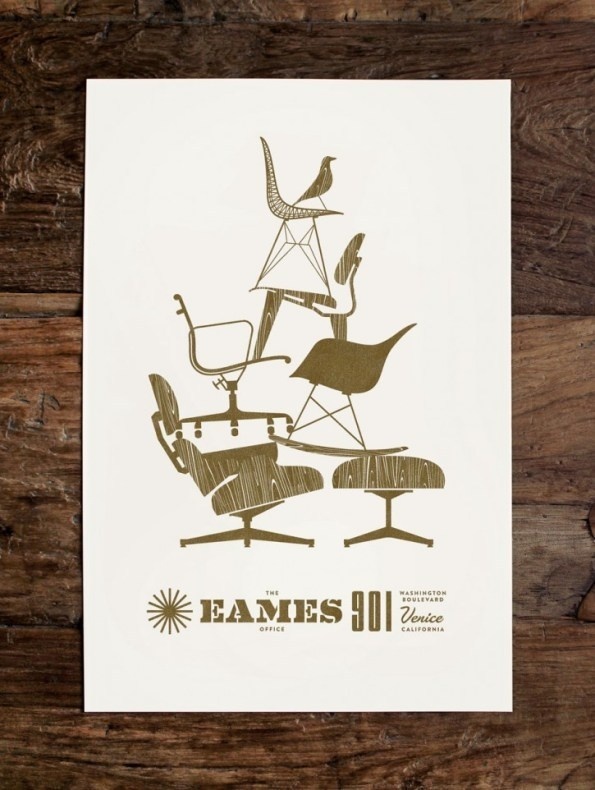 eames poster by Jay Fletcher #print #design #metallic #block #product #furniture #industrial #poster #gold #monochromatic #eames