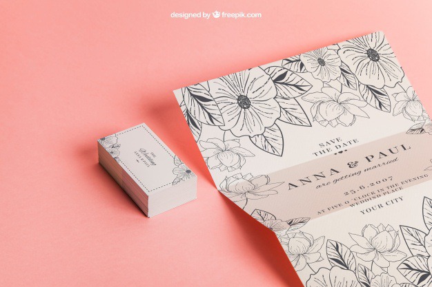 Floral wedding invitation and cards Free Psd. See more inspiration related to Wedding, Mockup, Wedding invitation, Floral, Invitation, Love, Template, Paper, Cute, Presentation, Elegant, Mock up, Save the date, Decoration, Cards, Decorative, Date, Marriage, Romantic, Trifold, Engagement, Beautiful, Up, Save, Showcase, Fold, Showroom and Mock on Freepik.