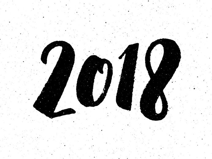 Happy New Year 2018 hand drawn lettering by Yurlick