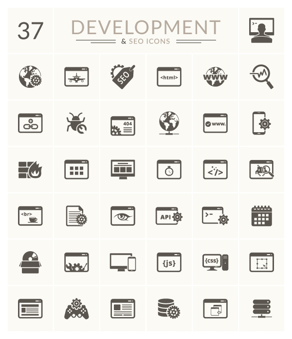 37 Development & SEO Vector Icons