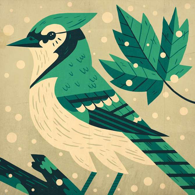 Fox & Bird - Owen Davey Illustration #flat #color #bird #illustration #green