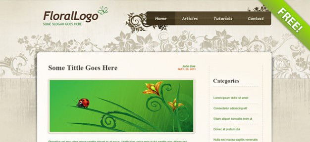 Floral psd website template Free Psd. See more inspiration related to Floral, Template, Website, Psd, Website template, Horizontal and Psd template on Freepik.
