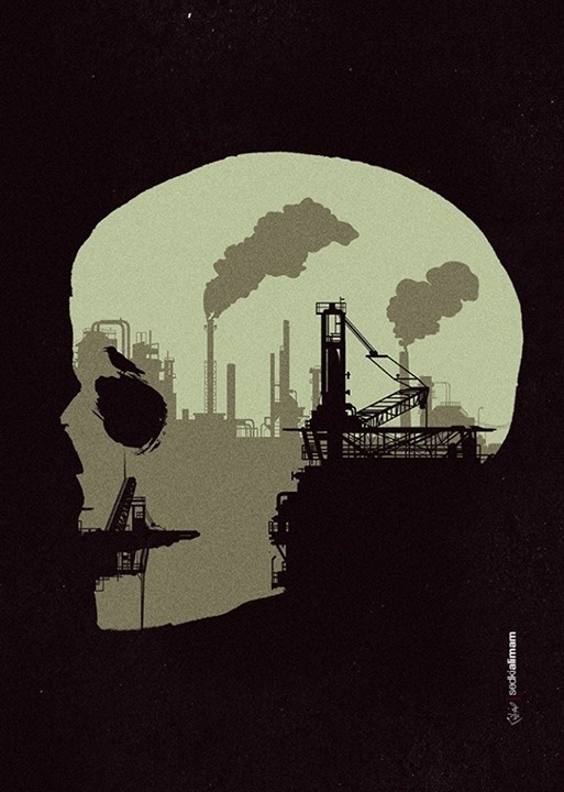 skull #negative #space #petrol #poster #ravin #skull #oil