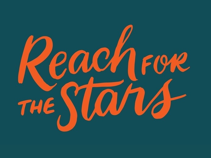 Reach for the Stars #Reach #for #the #Stars #typo #orange #green