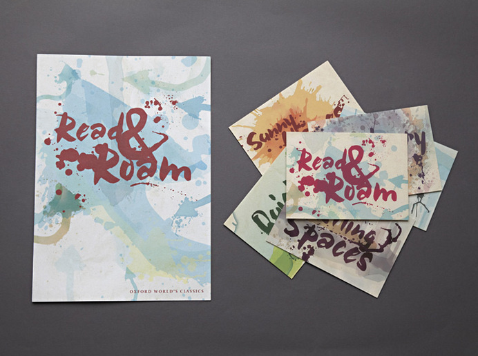 [Oxford University Press Read & Roam campaign identity literature postcards graphic ink splat ] #ink #literature #campaign #print #graphic
