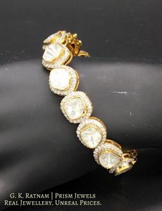18k Gold and Diamond Polki Open Setting Bangle with Big Uncuts - gold diamond polki kundan meena jadau jewellery