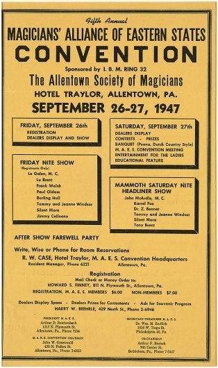 All sizes | Fifth annual Magicians' Alliance of Eastern States convention : Sponsored by I. B. M. Ring 32, the Allentown Society of Magicians, Hotel T #40s #typography