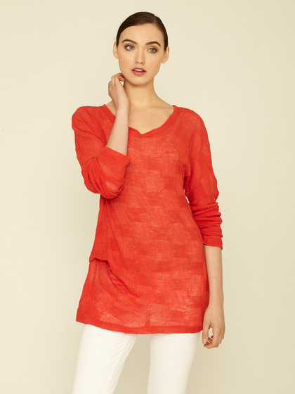 Kimberly Ovitz Shino Textured Knit Top #fashion #red #checkered #sweater