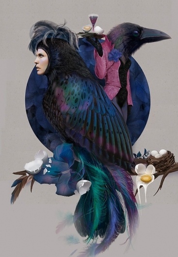 Feather, eggs, kaleidoscope on the Behance Network #pink #design #graphic #conceptual #illustration #poster #art #blue