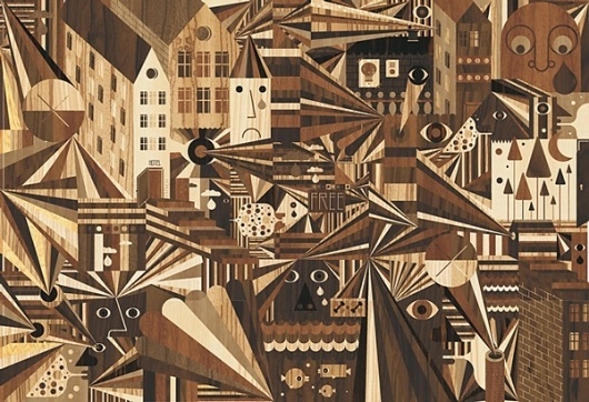 Fubon Gallery : LOVERS TOWN #wood #illustration #geometric