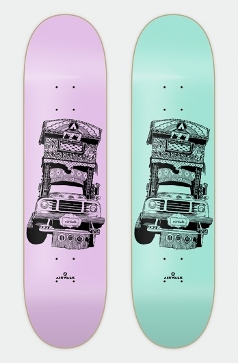 Snowblinded™ - Airwalk Jingle Truck Skateboard Deck #skateboard #illustration #line #art