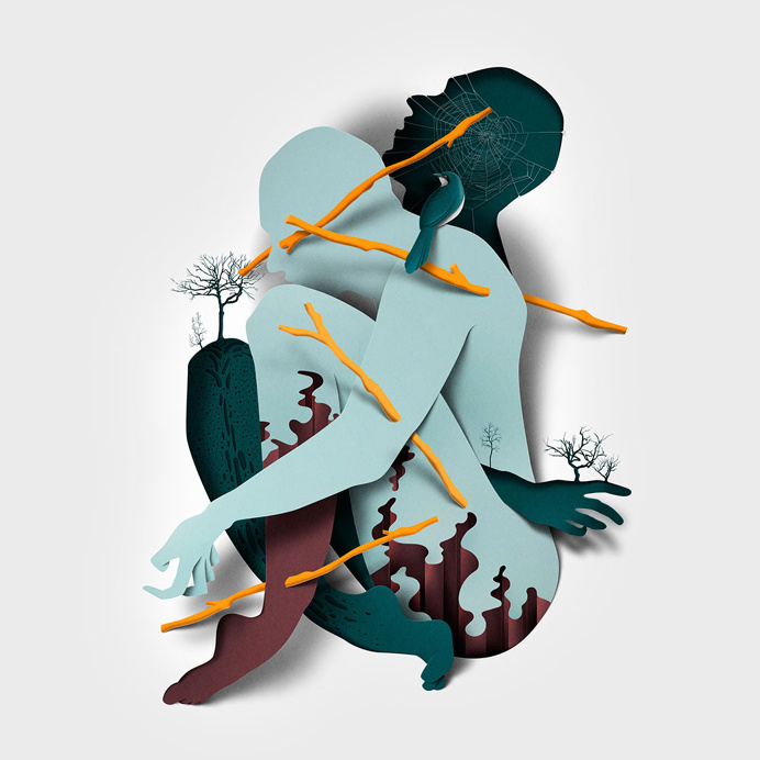 New Editorial Illustrations Incorporating Cut Paper Textures and Shadows by Eiko Ojala