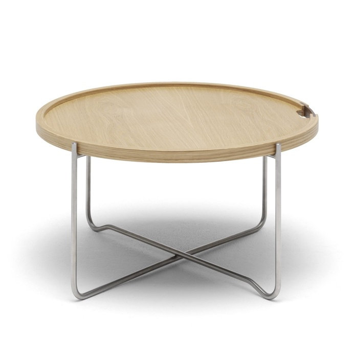 #CH417 #TrayTable by #HansJWegner for #CarlHansenAndSon. #roundtable #coffeetable #collapsibletable #metalandwoodtable #crossbasetable