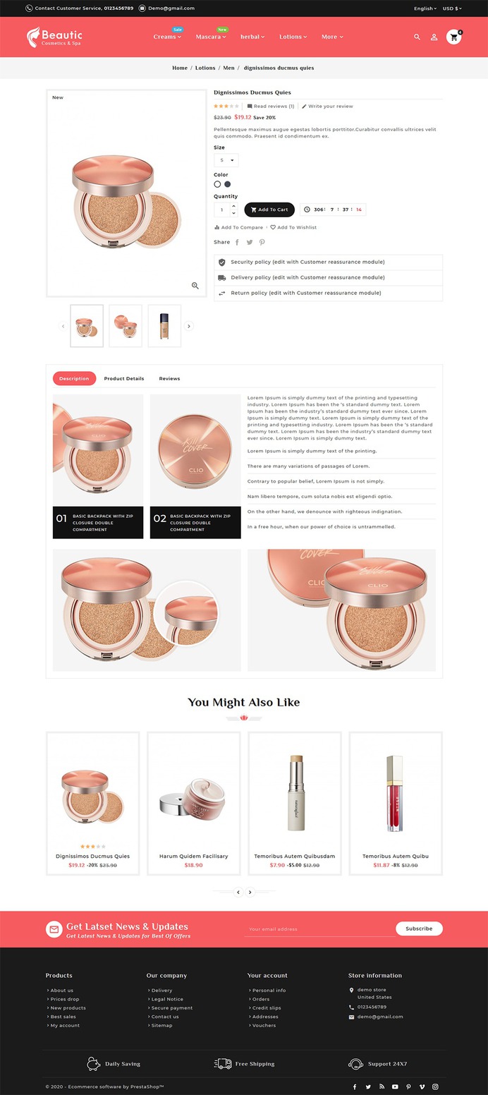 Beautic - Cosmetics & Spa - Prestashop Responsive Theme | TemplateTrip