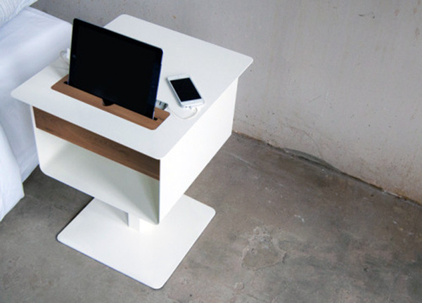 Charge your device with this minimalist nightstand docking station. No unsightly cords and power adapters. #design #home #charger #product #industrial