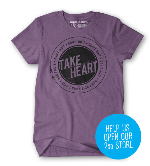 Take Heart tee > Walk in Love #badge #in #tshirt #seal #purple #love #walk