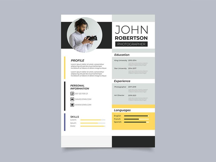 Free Commercial Photographer Resume Template for your Job Interview