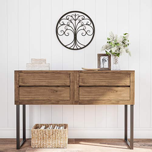 Lavish Home Decor – Iron Metal Tree of Life Modern Wall Sculpture Art Round for Living Room, Bedroom or Kitchen (Brown)
