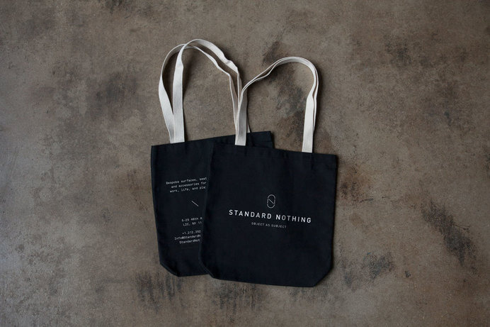 Standard Nothing Tote #tote #white #concrete #branding #monoline #black #logo #furniture #identity #bag