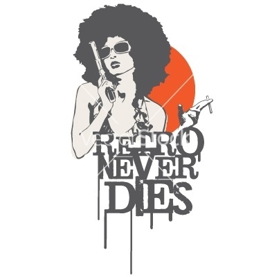 Retro never dies vector 329293 by HypnoCreative | Royalty Free Vector Graphics & Clipart | VectorStock®.com #vector #girl #gun #design #retro #graphic #image #illustration #stock #dangerous
