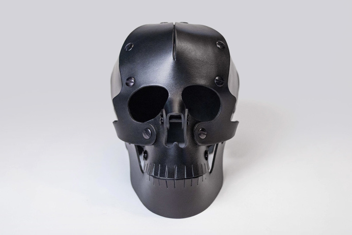 Heavy Eyes #skull #leather #mementomori #death #handmade #brooklyn #design #skeleton #object #product #sculpture #black #humanskull