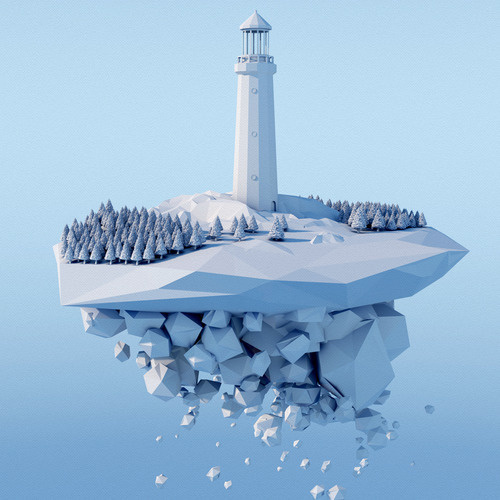 lighthouse #cinema4d #ploy #c4d #lighthouse #poly #island #blue #low