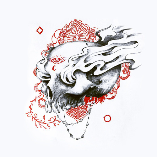 2013. #ink #red #draw #black #skull #death