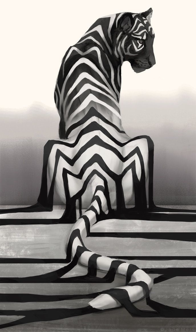 Tiger, Black & White, Illustration