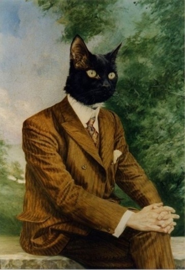 tumblr_l0i9ljMArU1qaciaoo1_400.jpg 400 × 581 Pixel #old #cat #human #painting #man #morph #animal