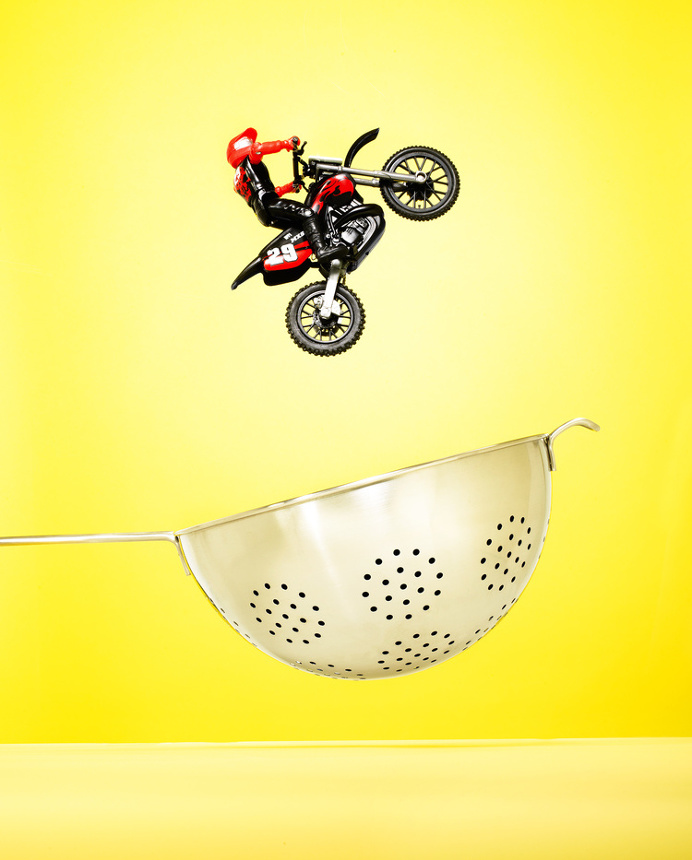 motorcycle, colander