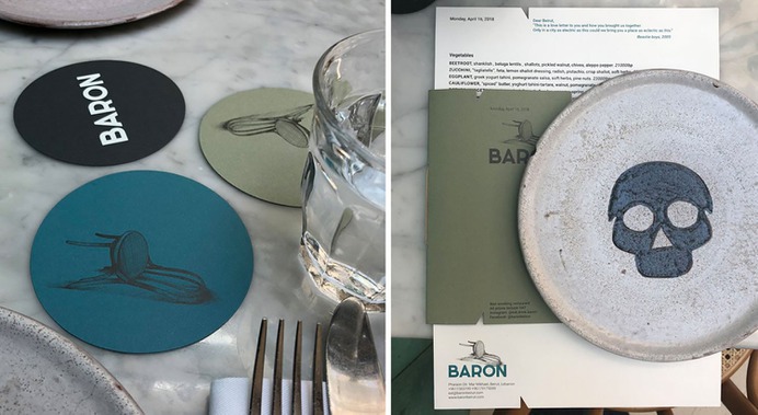 Baron restaurant identity - Mindsparkle Mag 1 / One over brand design studio designed Baron restaurant identity. #logo #packaging #identity #branding #design #color #photography #graphic #design #gallery #blog #project #mindsparkle #mag #beautiful #portfolio #designer