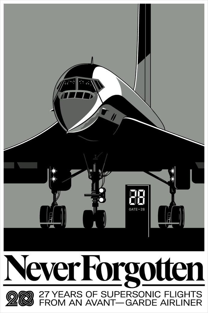 Gianmarco Magnani - Never Forgotten - Aerospace Airplane / Supersonic Airliner Poster #gianmarcomagnani #illustration #poster #posterdesign #prints #typography #typeposter #typographicposters #minimal #flat #design #graphicdesign #art #black #retro #future #futurism #vector #aircraft #airplane #airport #airliner #neverforgotten #supersonic #flight #travel #trip #fly #aviation #flying #sky