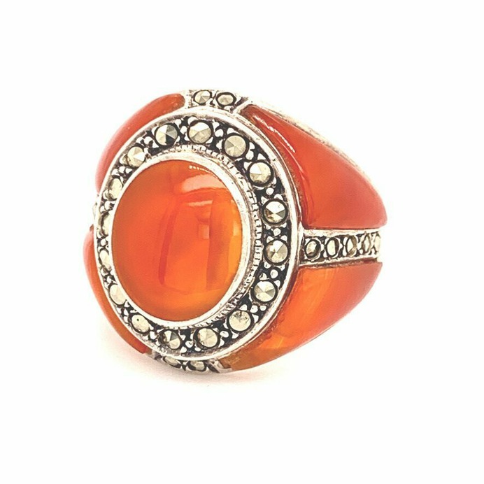 Vintage Design Carnelian & Marcasite Dome Ring