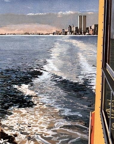 Study VI, New York Harbor #woodcut #estes #richard #1997 #york #new
