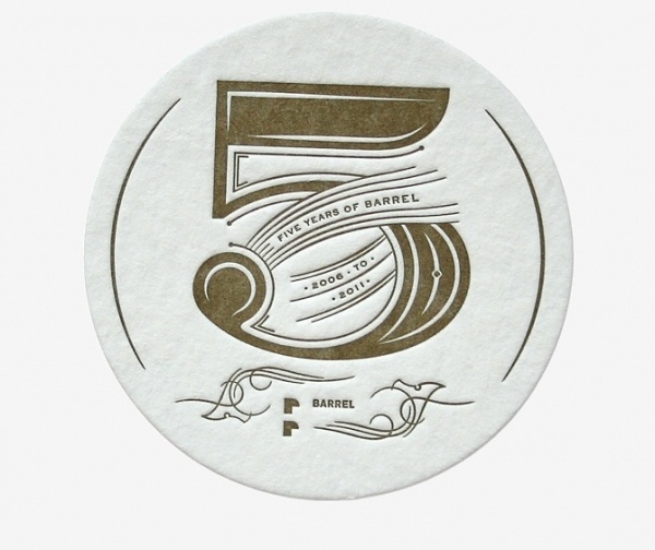 Barrel 5 Year - Andrea Horne #lettering #logo #barrel #coaster #typography